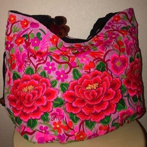 Vintage Embroidered Floral Tote